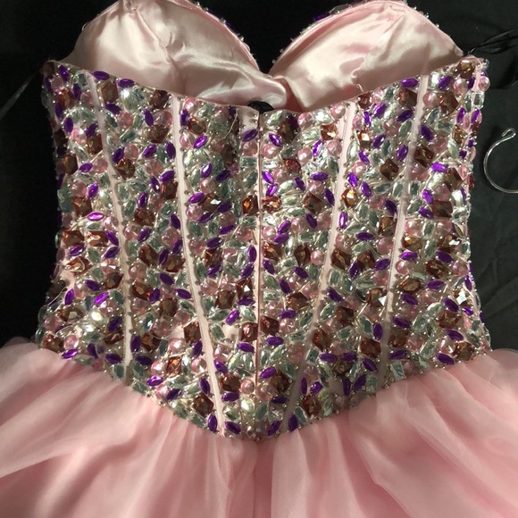 Alyce Paris Pink and Multicolor Sequin Prom Dress - Picture 10 of 12